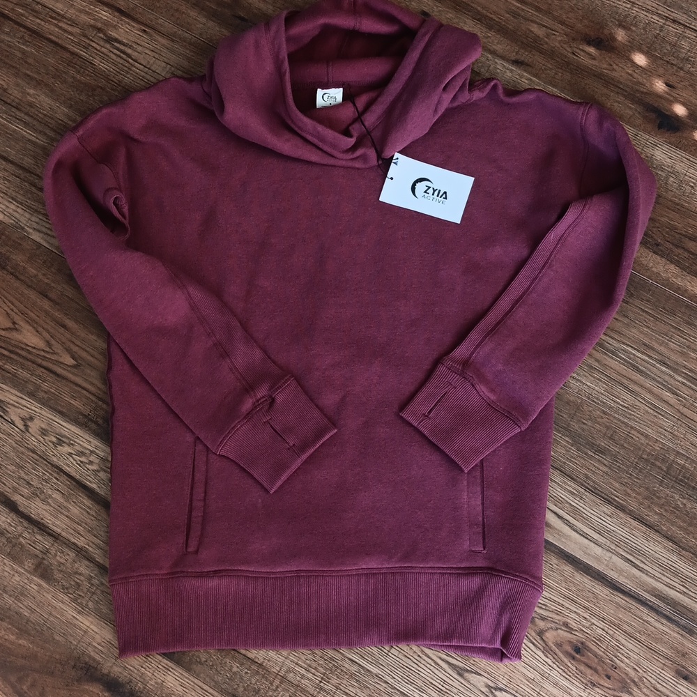 Zyia oh so soft maroon cowl neck hoodie NWT